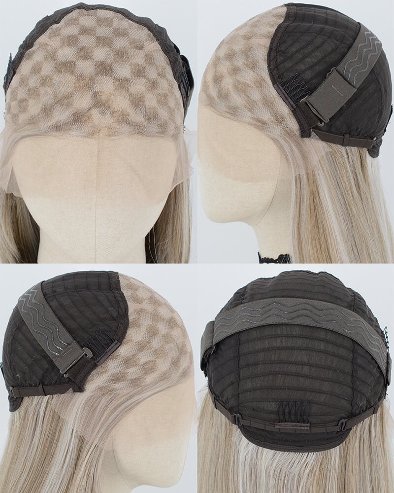 Ash Blonde Highlights White Grey Synthetic Lace Front Wig WW1073 — view 5
