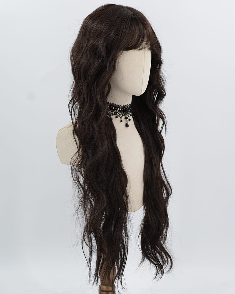 Brown Black Long Curly Synthetic Wig HW799 — view 2