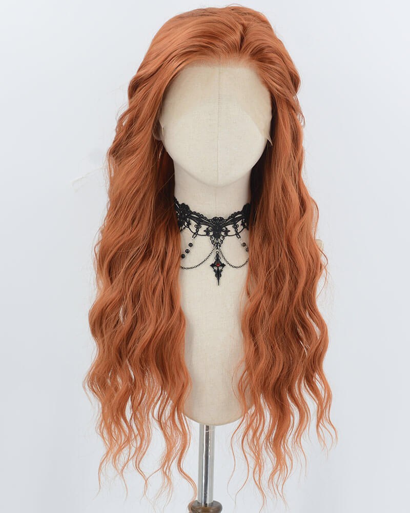 Copper Red Curly Synthetic Lace Front Wig WW976 — view 1