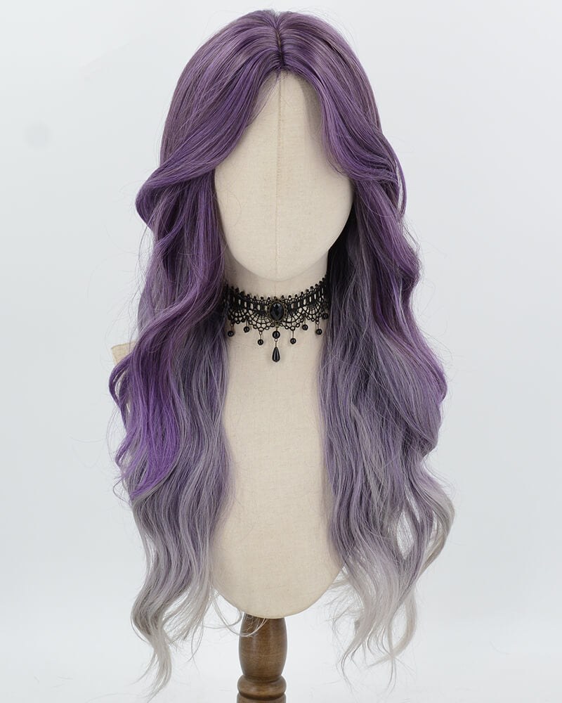 Purple Ombre Grey Synthetic Wig HW816 — view 1