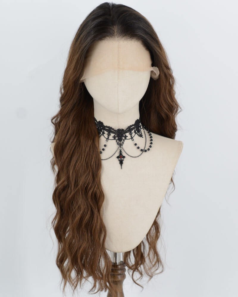 Ombre Brown Curly Synthetic Lace Front Wig WW1053 — view 1