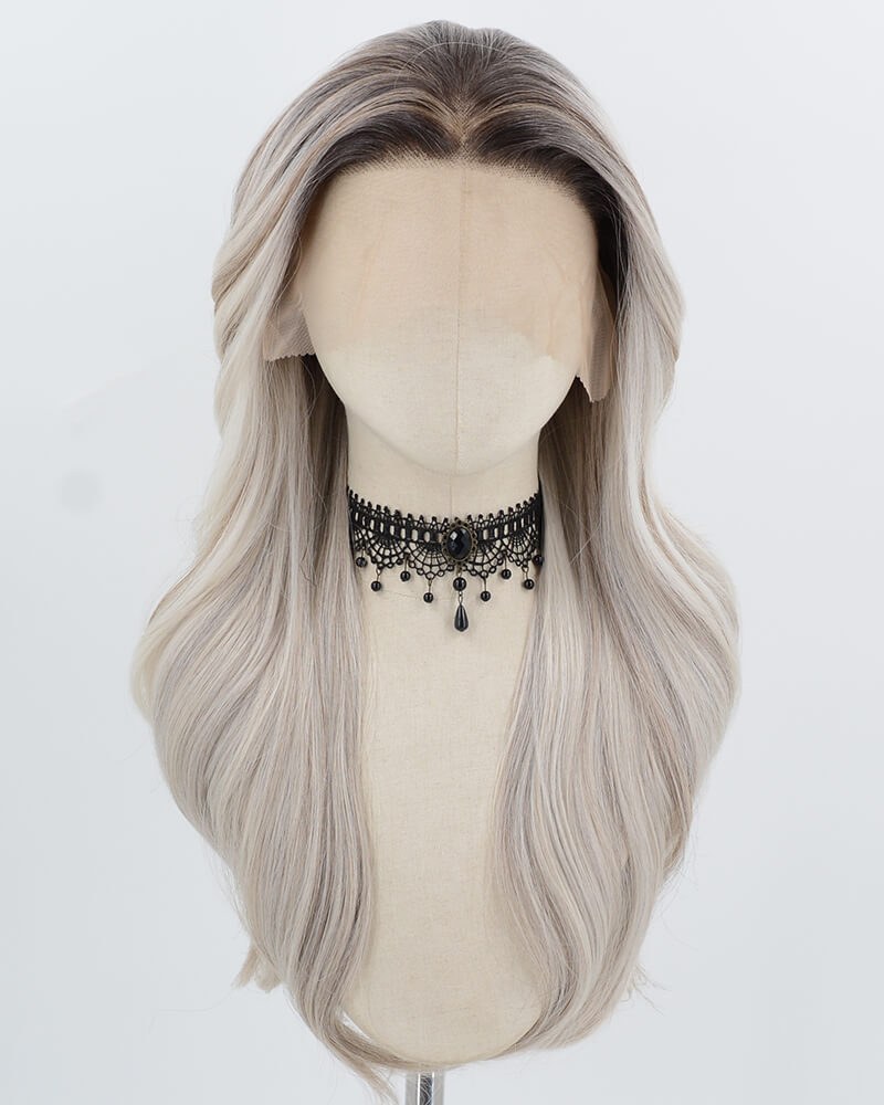 Ombre Grey Blonde Synthetic Lace Front Wig WW1006 — view 1