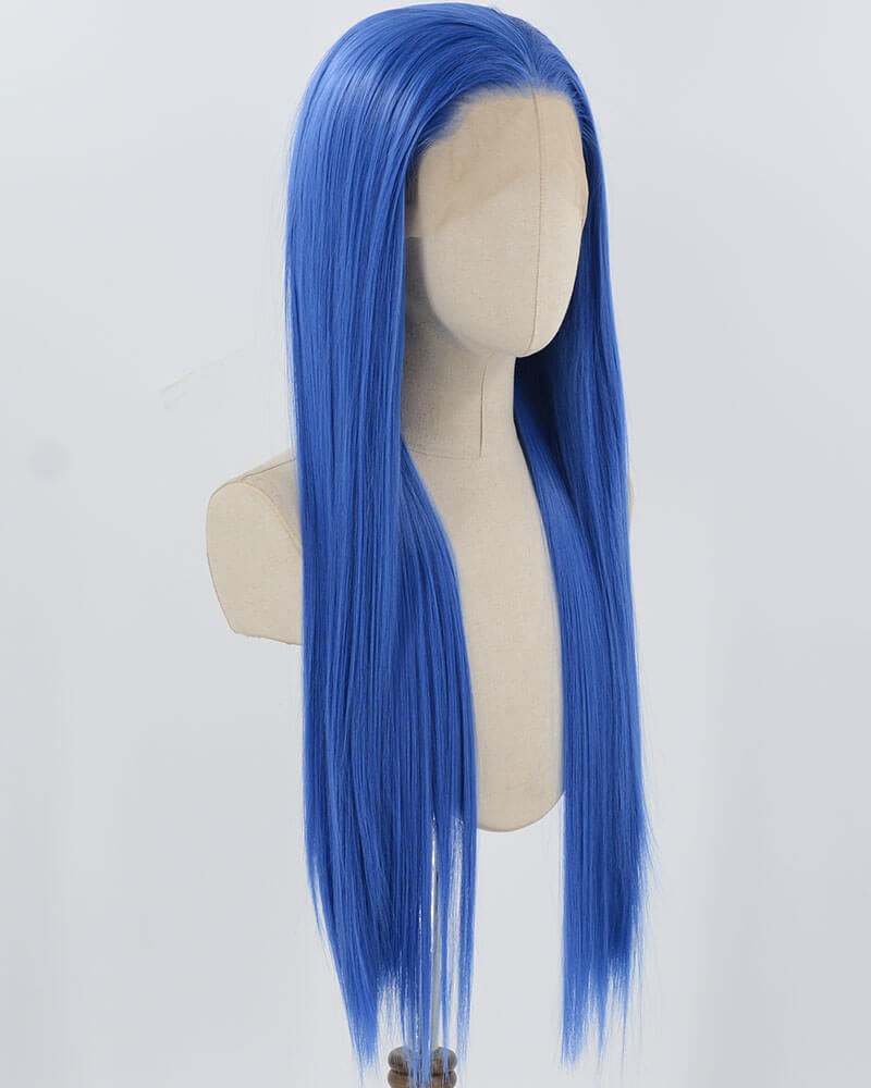 Blue Long Straight Synthetic Lace Front Wig WW1038 — view 2