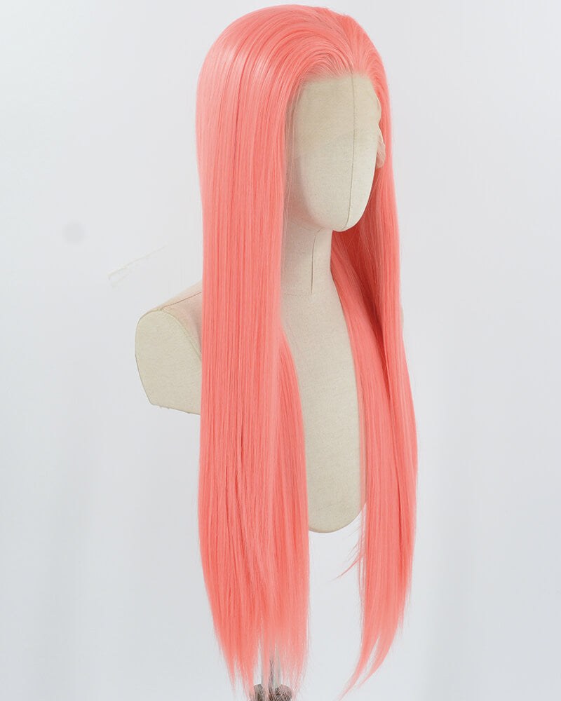 Pink Long Straight Synthetic Lace Front Wig WW935 — view 2