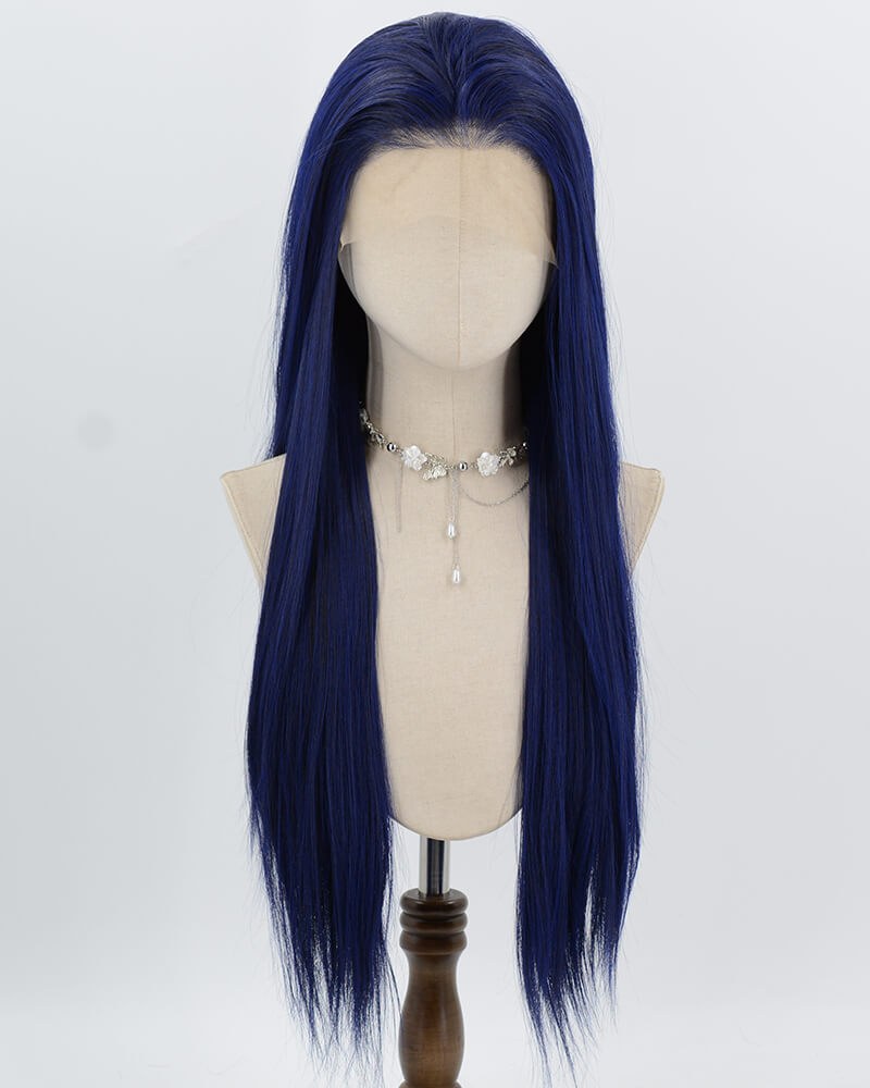 Black Blue Long Straight Synthetic Lace Front Wig WW991 — view 1