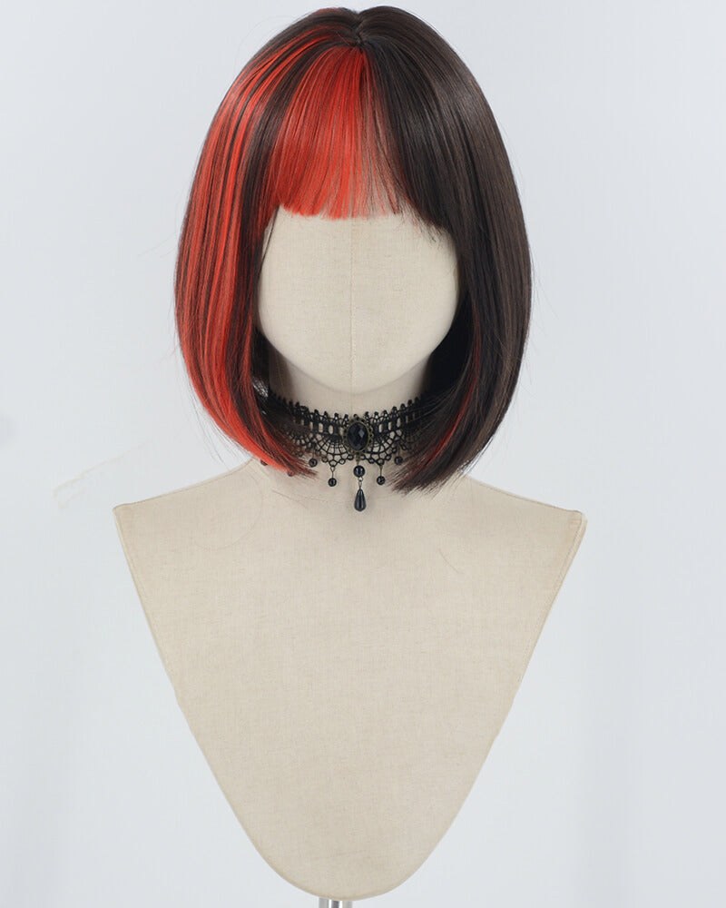Black Red Short Bob Synthetic Wig HW693 — view 1