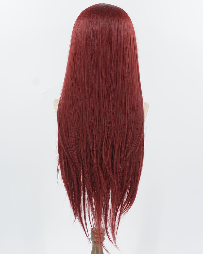 Wine Red Straight Synthetic Lace Front Men's Wig MW064 — view 3