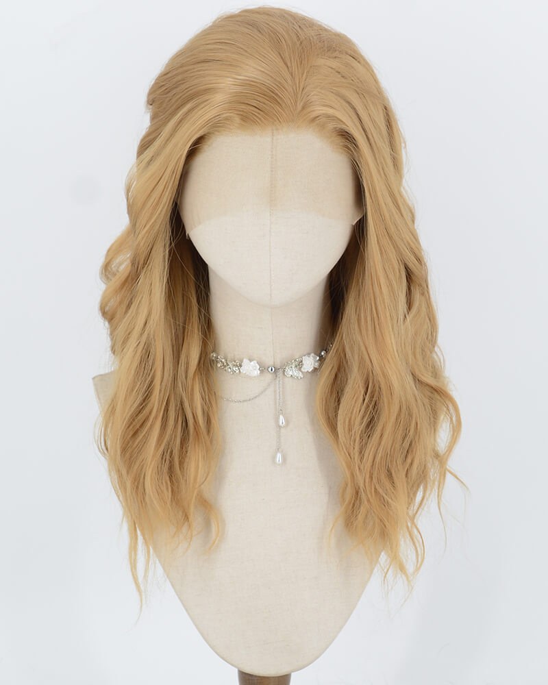 Golden Blonde Curly Synthetic Lace Front Wig WW1079 — view 1