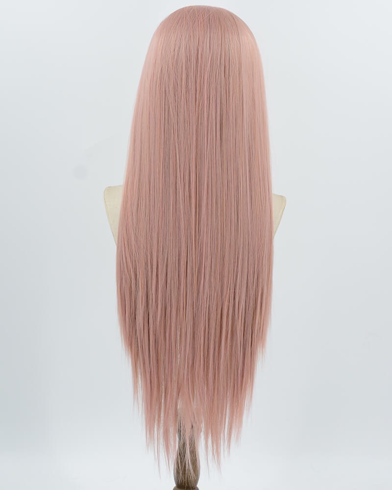 Pink Long Straight Synthetic Lace Front Wig WW990 — view 3