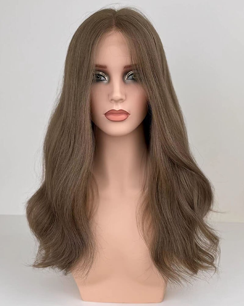 Brown Wavy Human Hair Wig HT041 — view 1