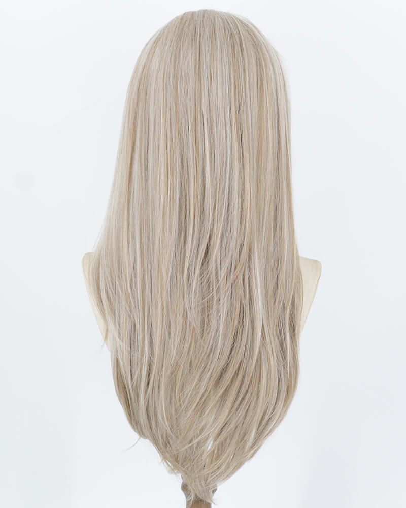 Ash Blonde Highlights White Grey Synthetic Lace Front Wig WW1073 — view 4