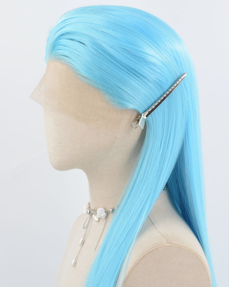 Blue Long Straight Synthetic Lace Front Wig WW982 — view 4