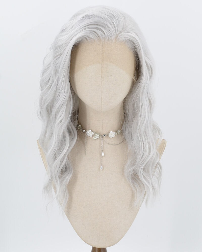 Silver Curly Synthetic Lace Front Wig WW1025 — view 1