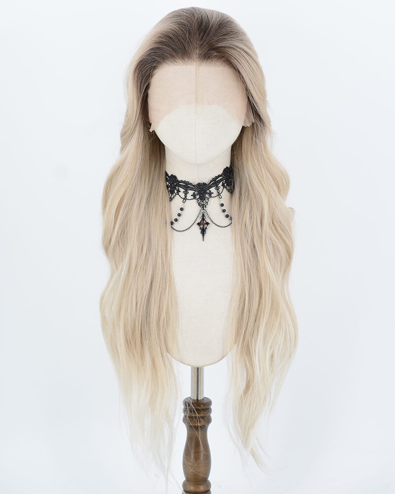 Ombre Blonde Long Wavy Synthetic Lace Front Wig WW1063 — view 1