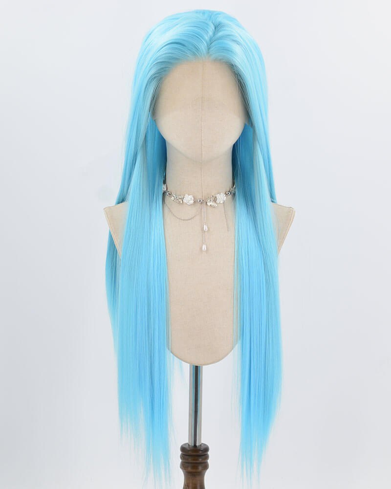 Blue Long Straight Synthetic Lace Front Wig WW982 — view 1