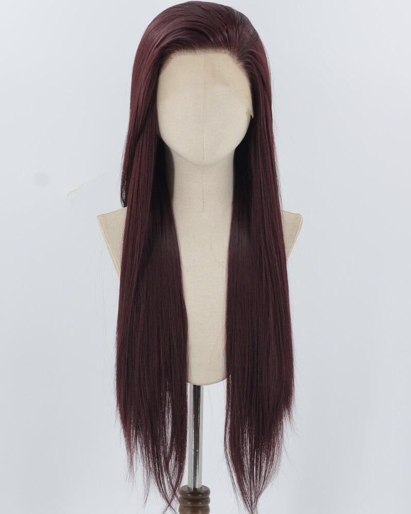 Dark Auburn Long Straight Synthetic Lace Front Wig WW1042 — view 1