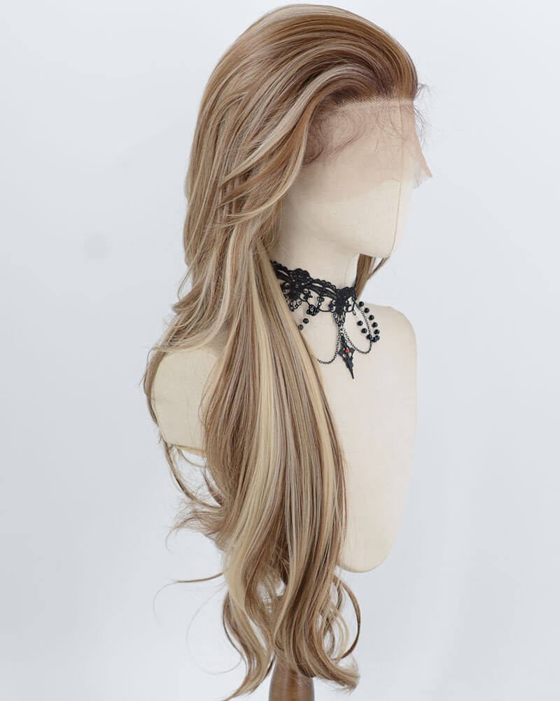 Brown Blonde Highlights Synthetic Lace Front Wig WW1055 — view 2