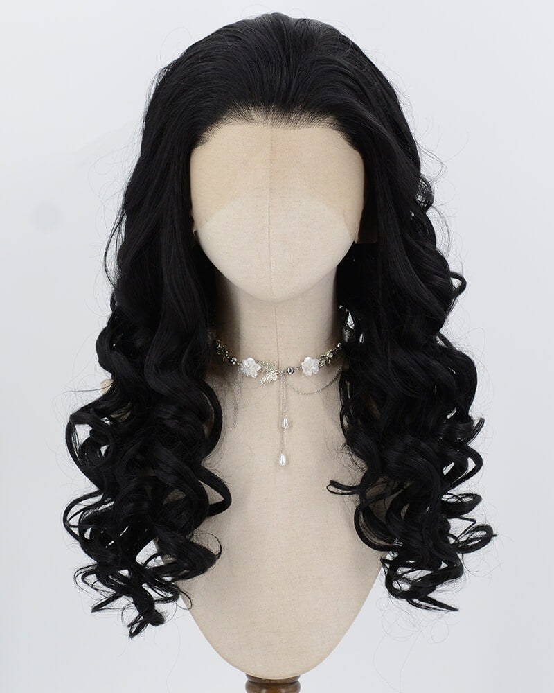 Black Wavy Synthetic Lace Front Wig WW1044 — view 1