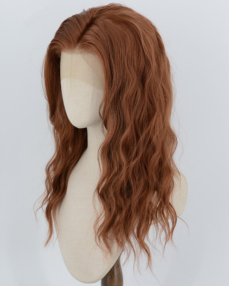 Scarlet Witch Wanda Maximoff Red Brown Curly Synthetic Lace Front Wig WW1081 — view 2