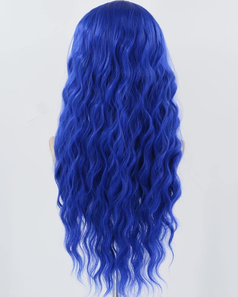 Blue Curly Synthetic Lace Front Wig WW887 — view 3