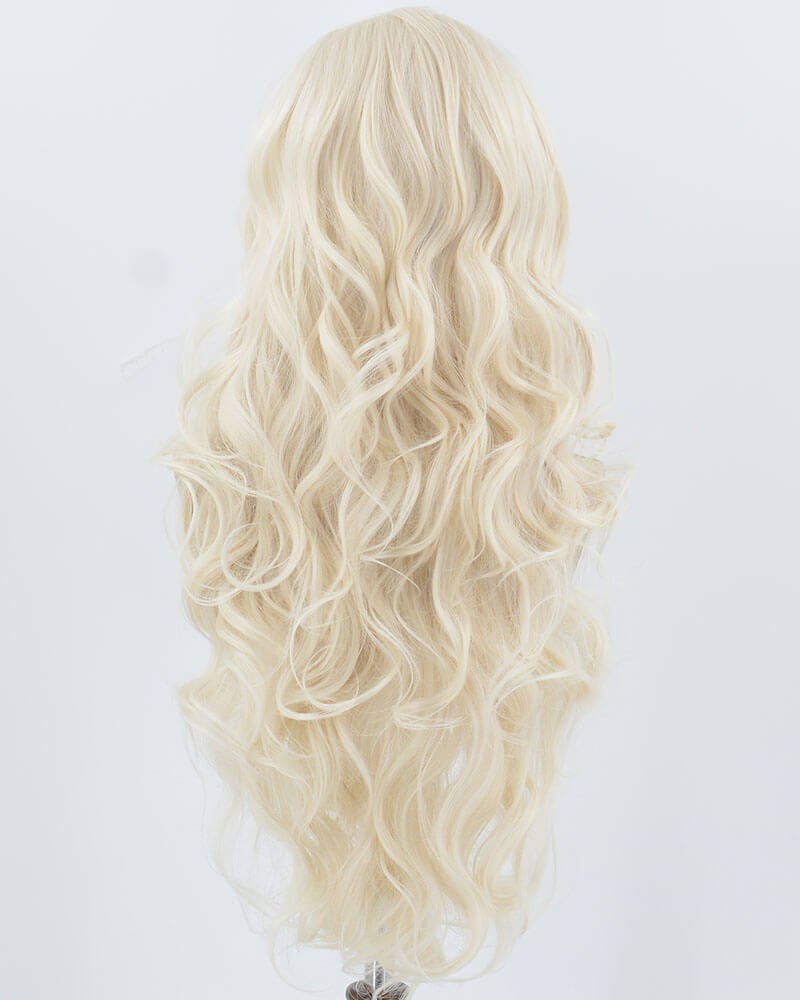 Platinum Blonde Wavy Synthetic Lace Front Wig WW901 — view 3