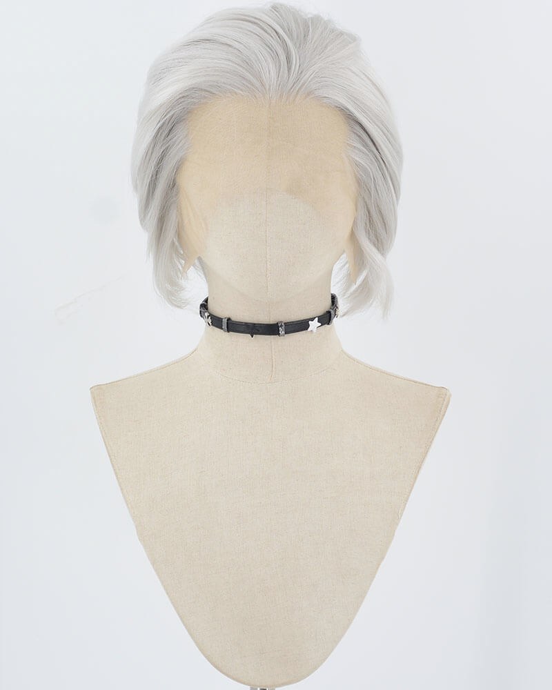 Silver Short Synthetic Lace Front Men's Wig MW046 — view 1
