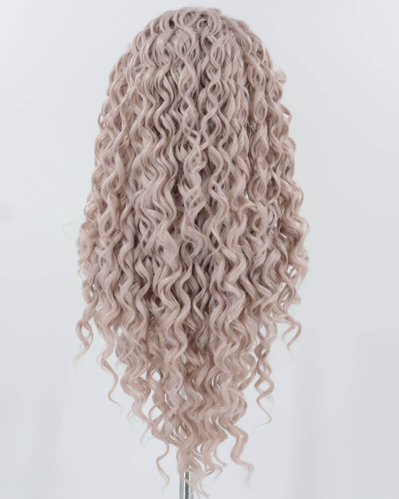 Pink Curly Synthetic Lace Front Wig WW946 — view 3