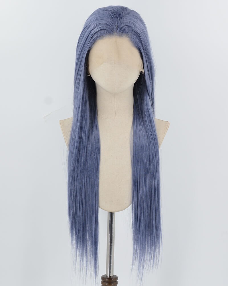 Dark Blue Long Straight Synthetic Lace Front Wig WW956 — view 1