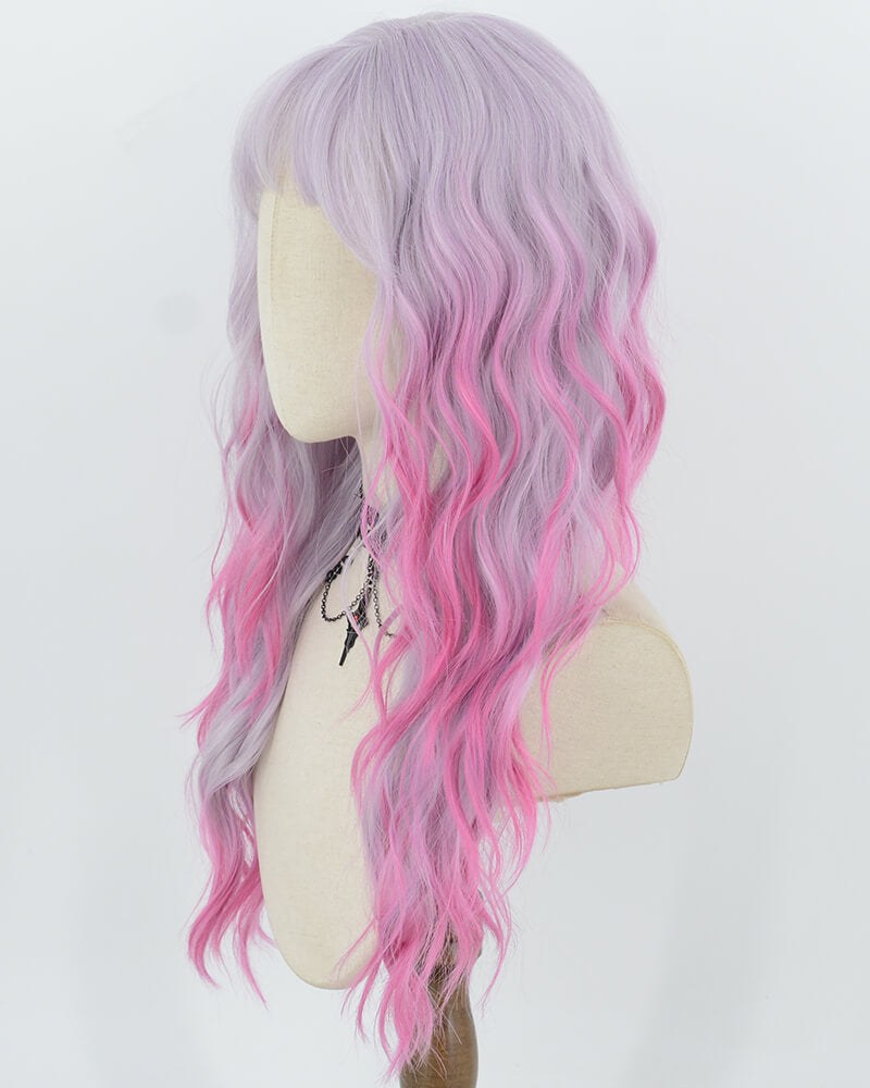 Grey Ombre Purple Curly Synthetic Wig HW875 — view 3