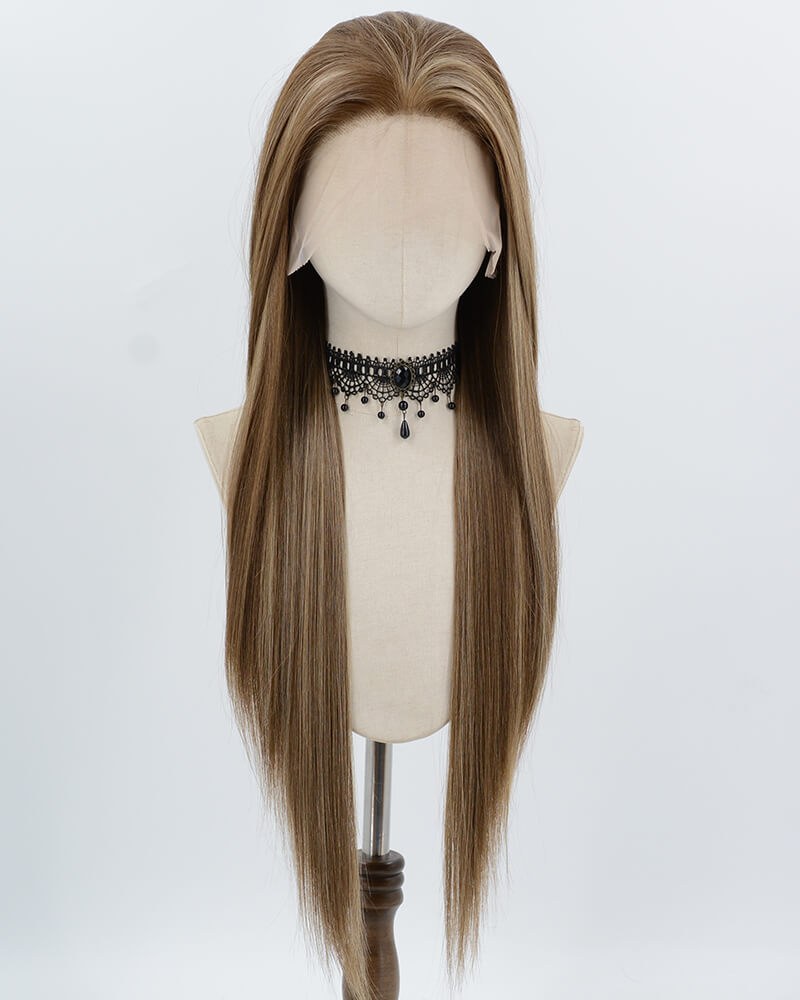 Brown Skunk Stripe Blonde Synthetic Lace Front Wig WW1004 — view 1