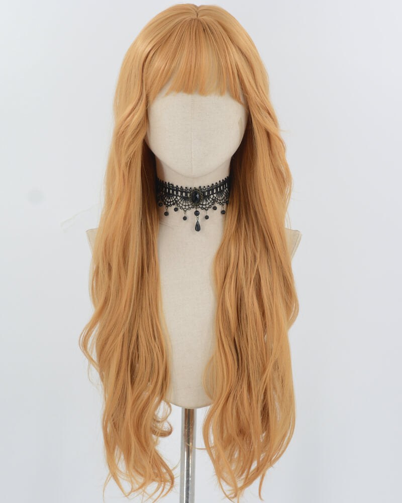 Brown Yellow Long Wavy Synthetic Wig HW695 — view 1