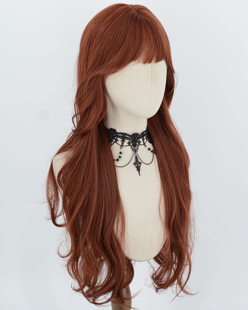 Auburn Brown Long Wavy Synthetic Wig HW851 — view 2