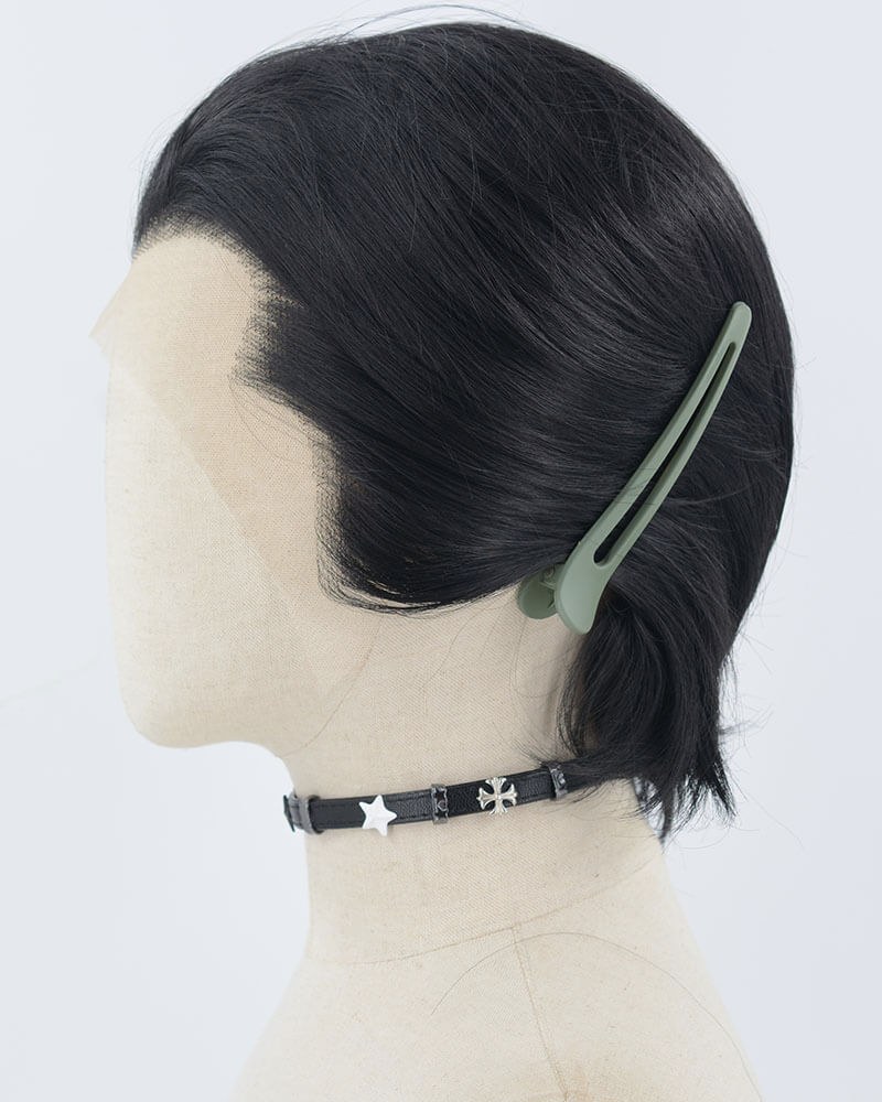 Black Short Synthetic Lace Front Men's Wig MW049 — view 2
