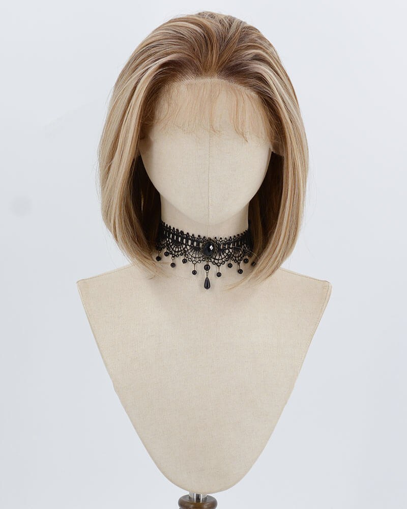13*6 Ombre Blonde Skunk Stripe Bob Synthetic Lace Front Wig WW996 — view 1
