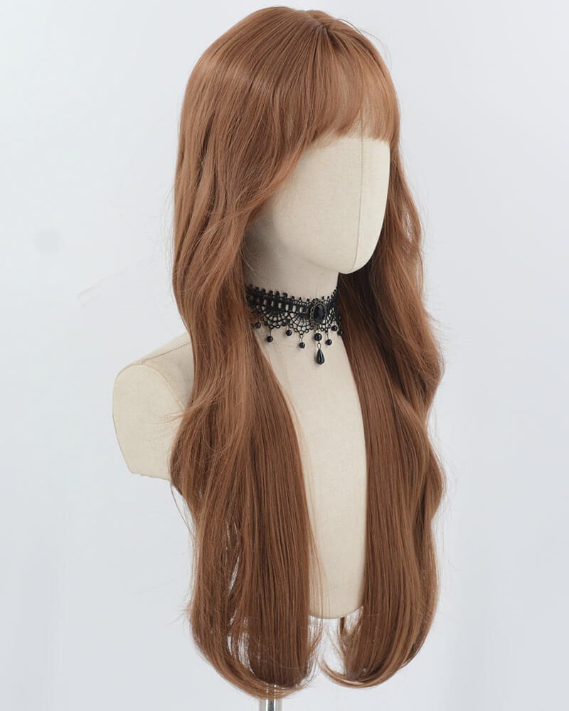 Brown Red Long Wavy Synthetic Wig HW674 — view 2