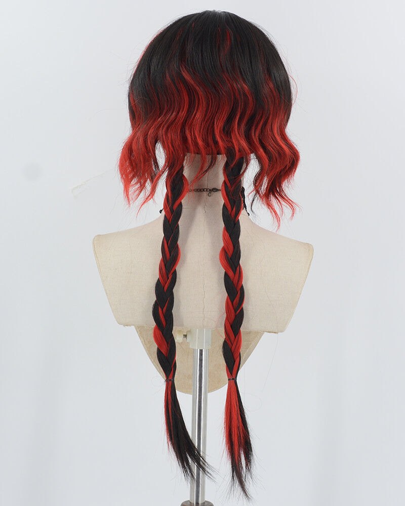 Black Red Braided Synthetic Wig HW698 — view 3