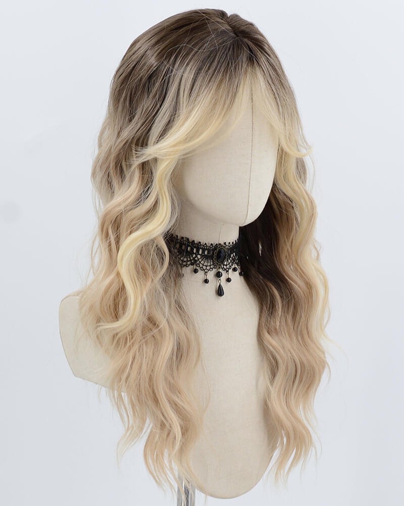 Ombre Blonde Curly Synthetic Wig HW777 — view 2