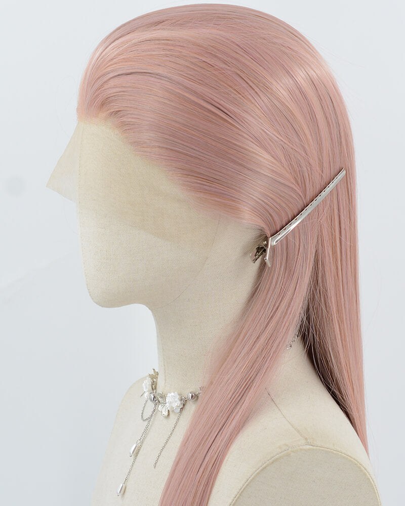 Pink Long Straight Synthetic Lace Front Wig WW990 — view 4