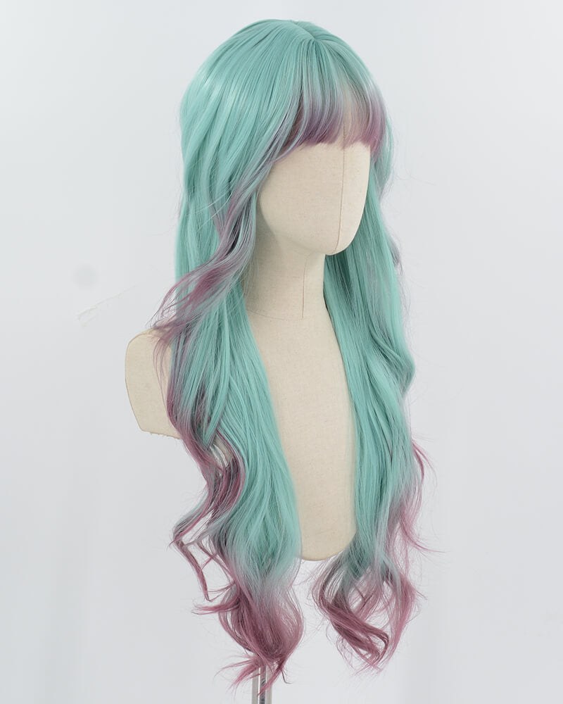 Green Ombre Purple Long Synthetic Wig HW729 — view 2