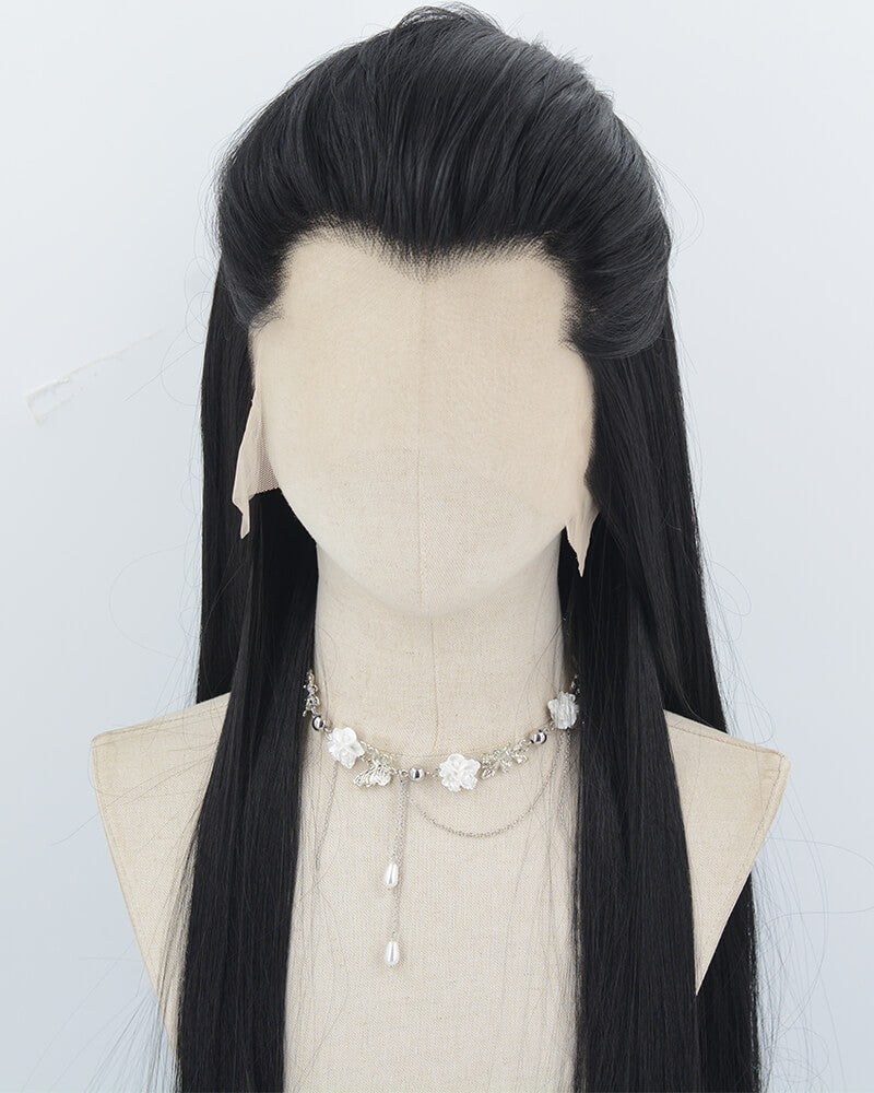 Black Straight Synthetic Lace Front Men's Wig MW056 — view 3