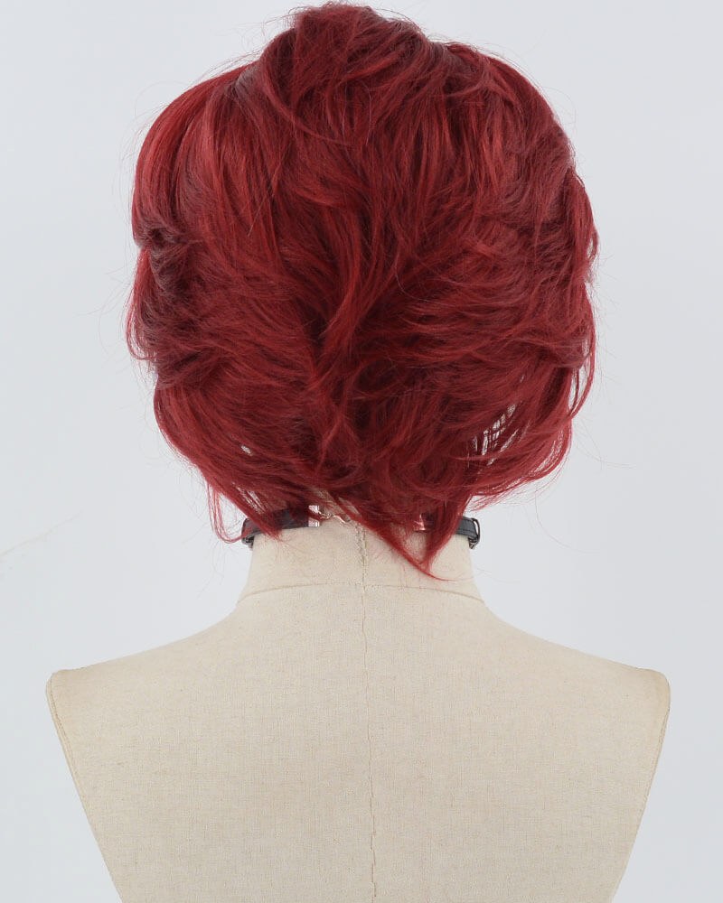 Wine Red Short Synthetic Lace Front Wig MW034 — view 3