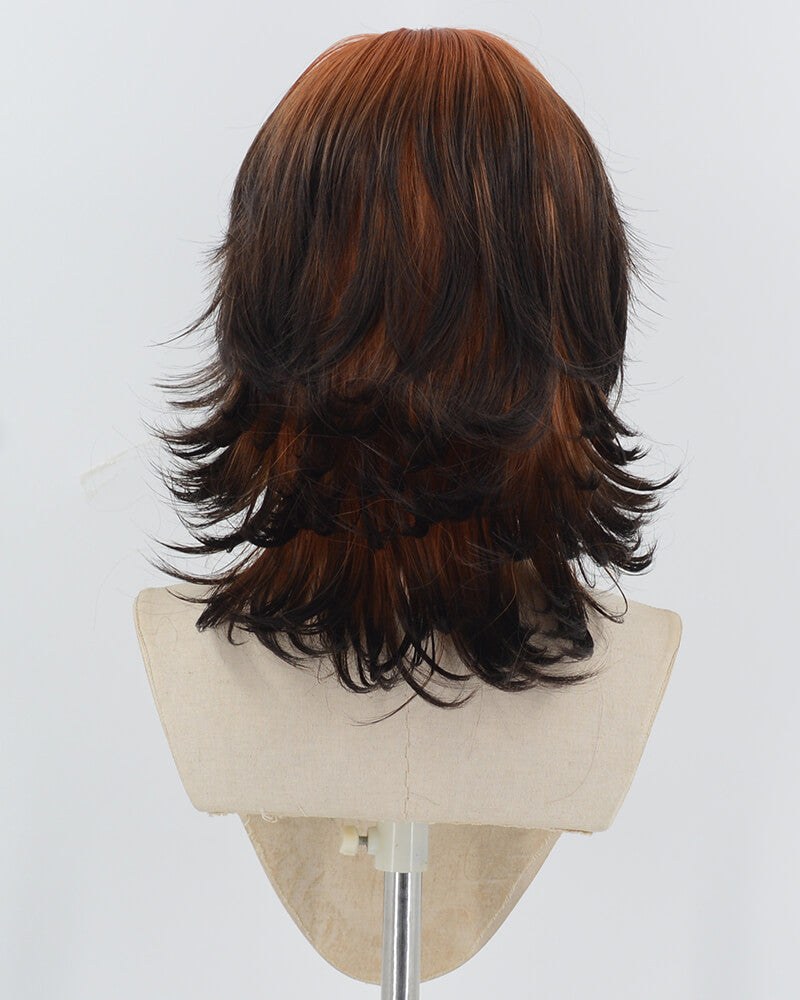 Orange Ombre Black Short Synthetic Wig HW697 — view 3