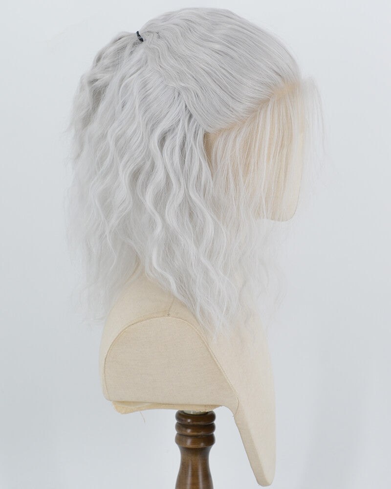 Geralt of Rivia Silver Grey Curly Synthetic Lace Front Wig WW1082 — view 3