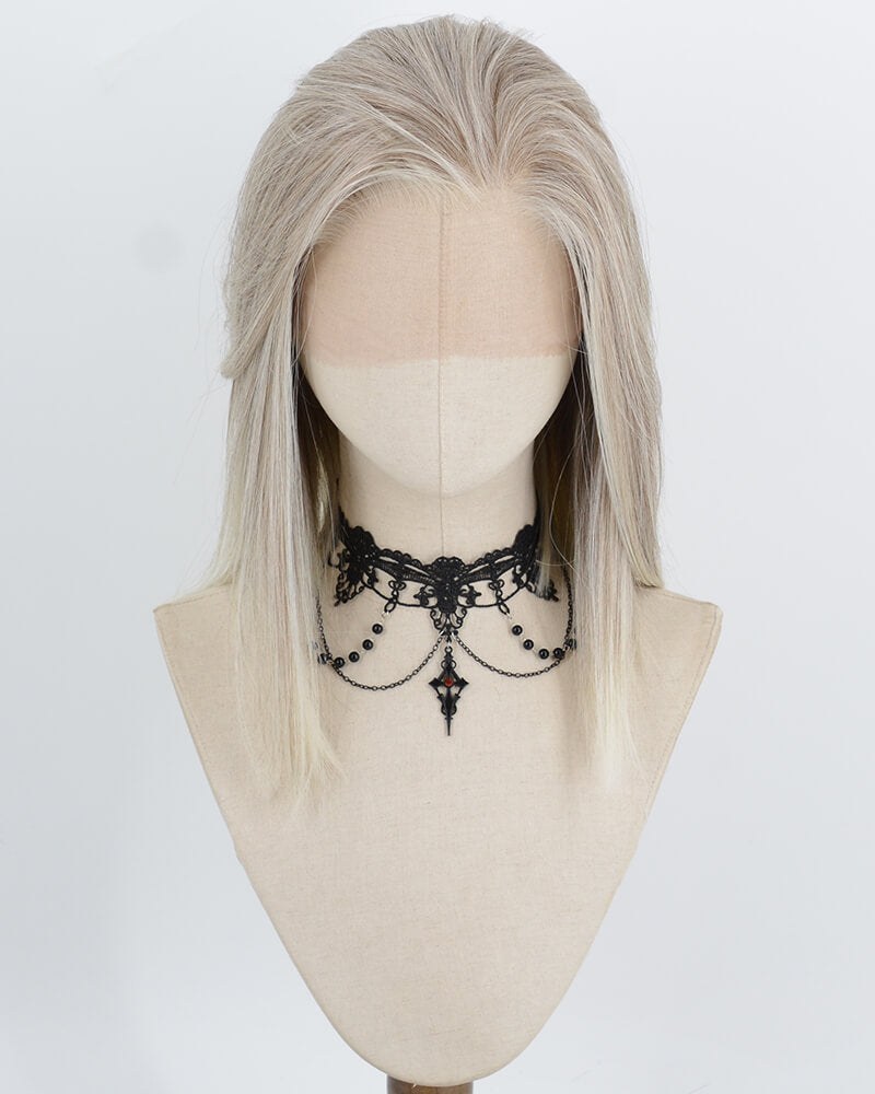 Mixed Grey Blonde Ombre Synthetic Lace Front Wig WW1066 — view 1