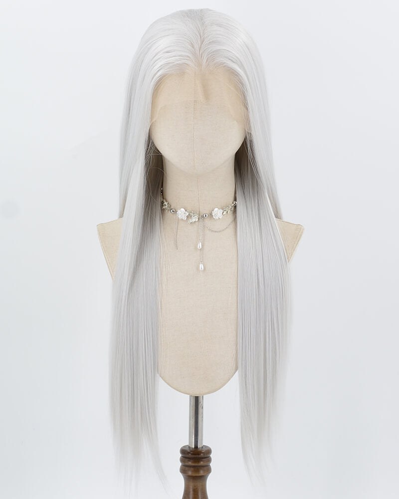 13*6 Silver Straight Synthetic Lace Front Wig WW1024 — view 1