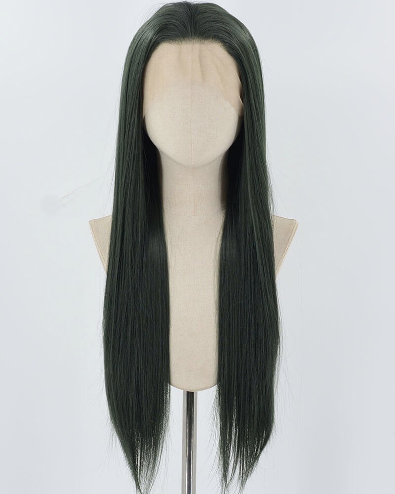Dark Green Straight Synthetic Lace Front Wig WW1039 — view 1