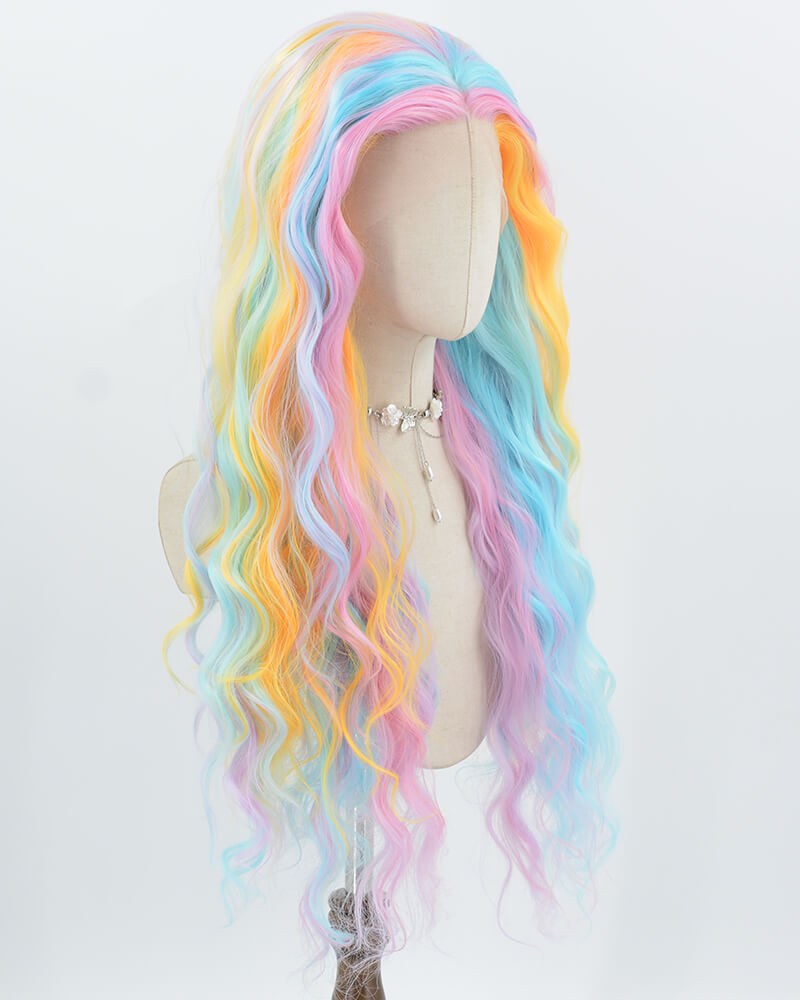 Rainbow Curly Synthetic Lace Front Wig WW1021 — view 2