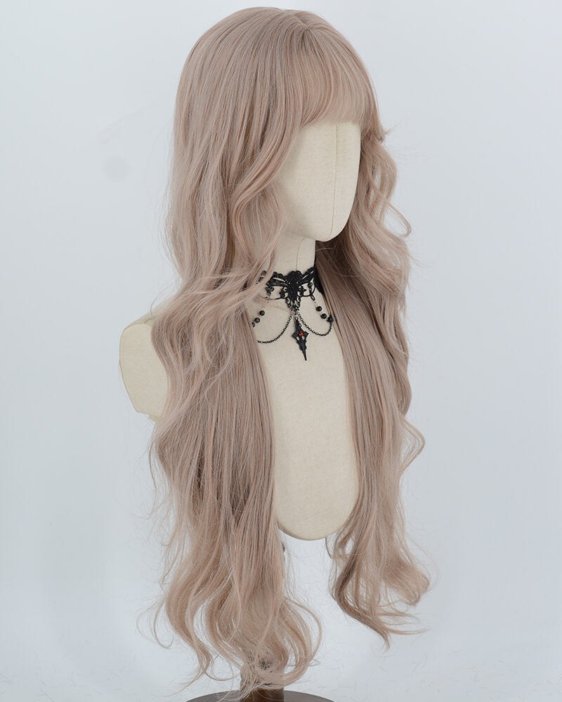 Dusty Rose Beige Long Wavy Synthetic Wig HW849 — view 2