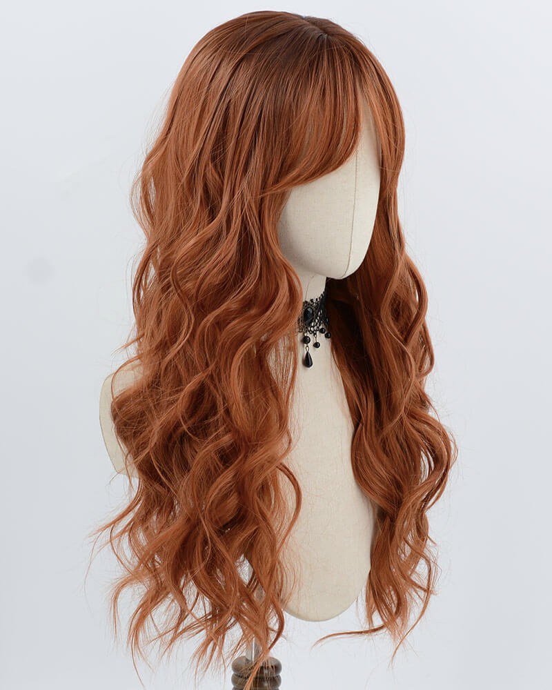 Brown Red Curly Synthetic Wig HW778 — view 2