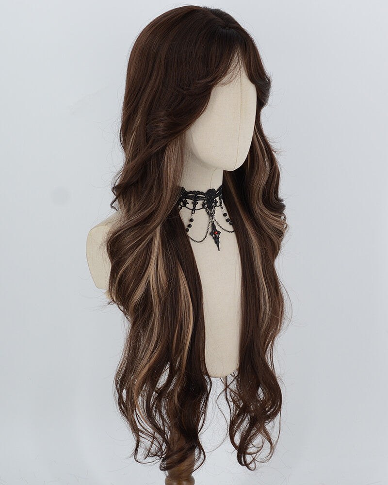 Long Brown Highlights Blonde Synthetic Wig HW837 — view 2